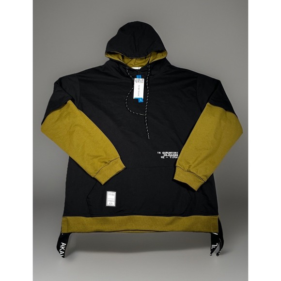 Gurunvani Other - GURUNVANI‎ Contrast Color Hoodie Men's 2XL Black & Olive Green-NWT